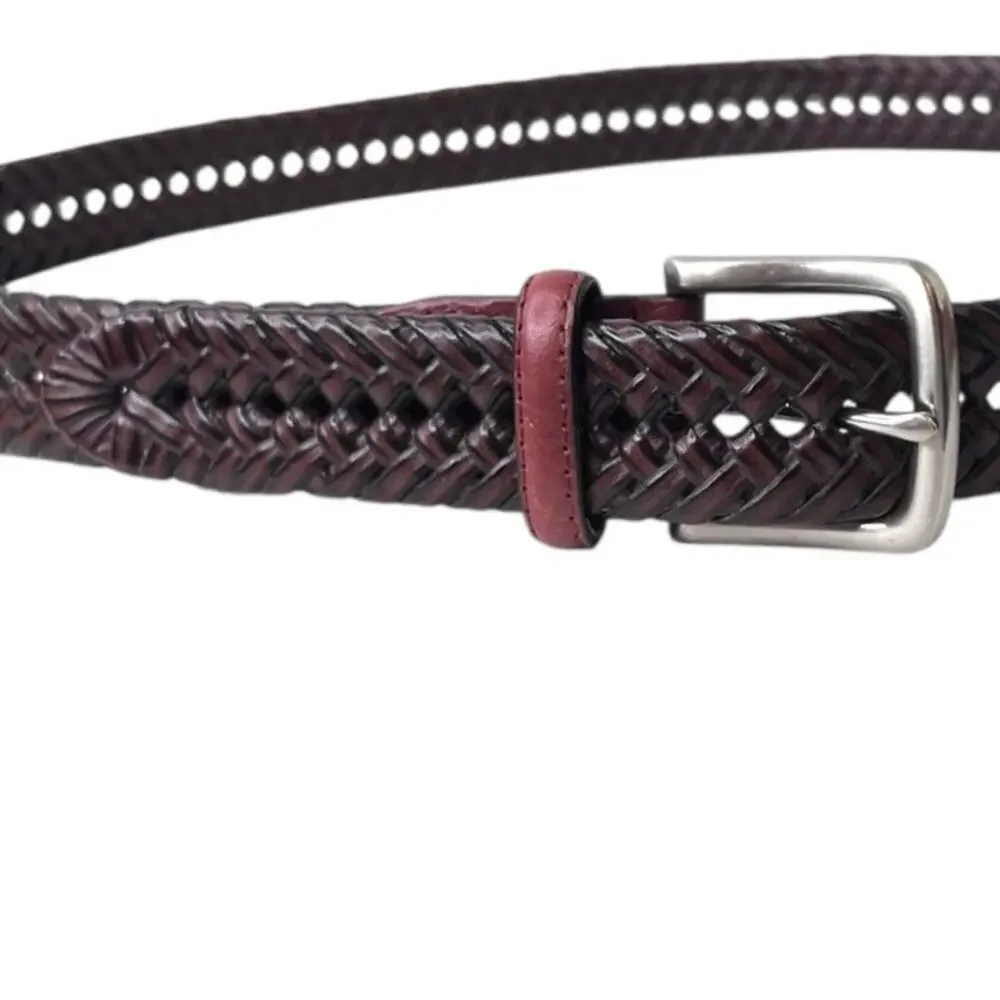 Tommy Hilfiger Braided Belt Faux Leather in Brown Woven Casual Classic Men's 38W